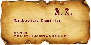 Matkovics Kamilla névjegykártya